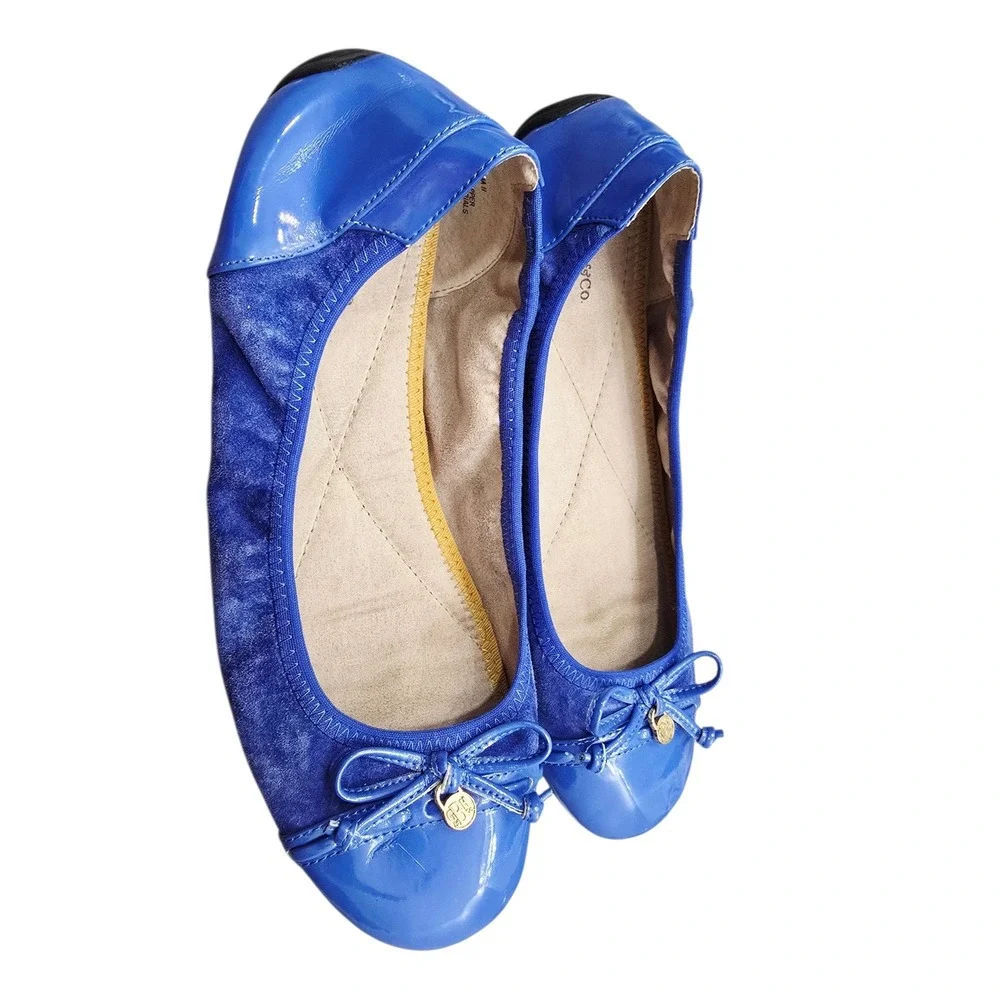 Blue Ballet Flats Size 8.5 Y2k Balletcore Coquette Preppy Classic Parisian